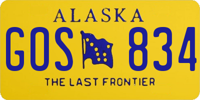 AK license plate GOS834