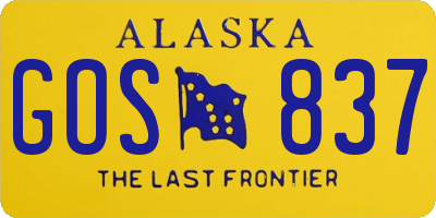 AK license plate GOS837