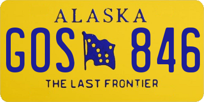 AK license plate GOS846