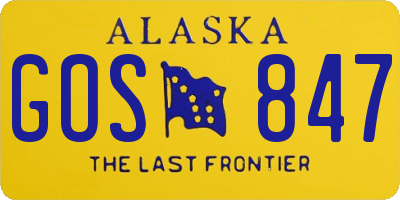 AK license plate GOS847