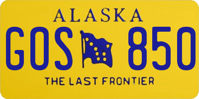 AK license plate GOS850
