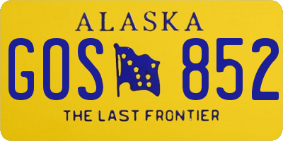 AK license plate GOS852