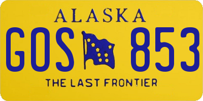 AK license plate GOS853