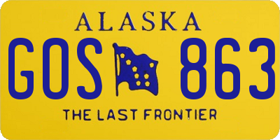 AK license plate GOS863