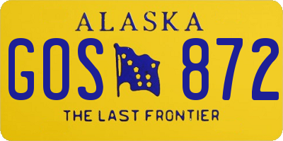 AK license plate GOS872