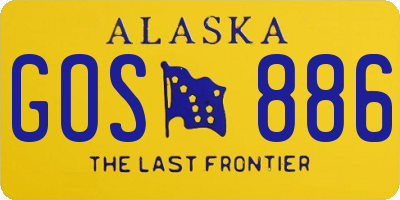 AK license plate GOS886