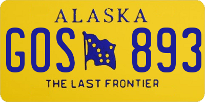 AK license plate GOS893