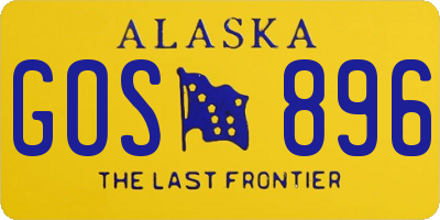 AK license plate GOS896