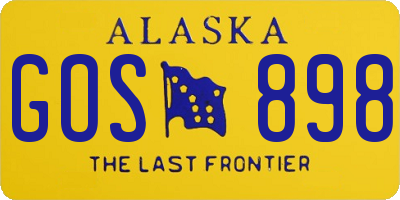 AK license plate GOS898