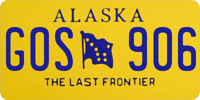 AK license plate GOS906