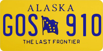 AK license plate GOS910