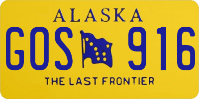 AK license plate GOS916