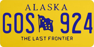 AK license plate GOS924