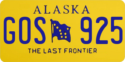 AK license plate GOS925