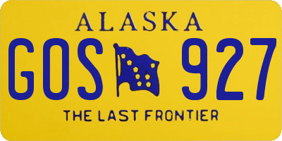 AK license plate GOS927