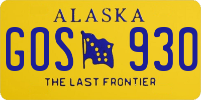 AK license plate GOS930