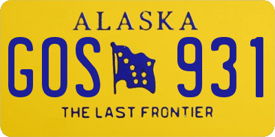 AK license plate GOS931