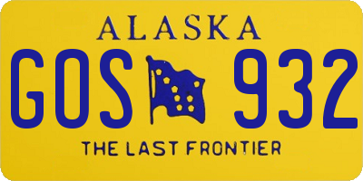 AK license plate GOS932