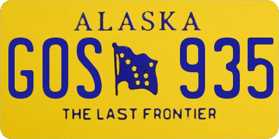 AK license plate GOS935