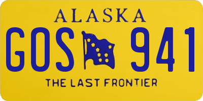 AK license plate GOS941
