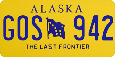 AK license plate GOS942