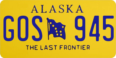 AK license plate GOS945