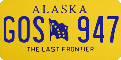 AK license plate GOS947