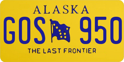 AK license plate GOS950