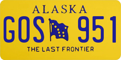 AK license plate GOS951