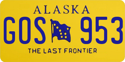 AK license plate GOS953
