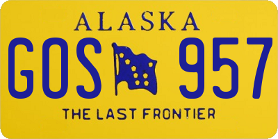 AK license plate GOS957