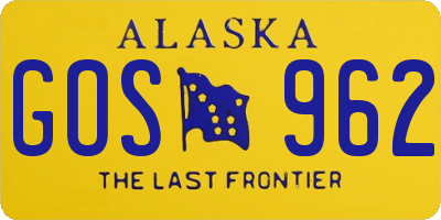 AK license plate GOS962