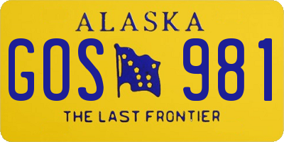 AK license plate GOS981
