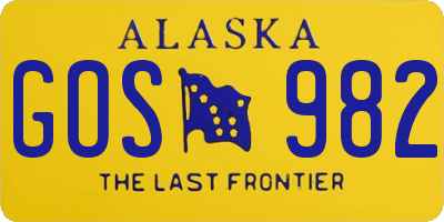 AK license plate GOS982