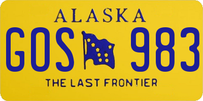AK license plate GOS983