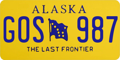 AK license plate GOS987
