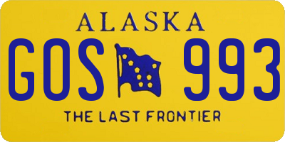 AK license plate GOS993