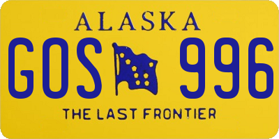 AK license plate GOS996