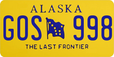 AK license plate GOS998