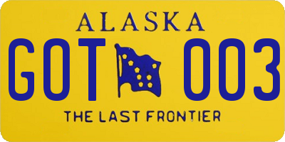 AK license plate GOT003