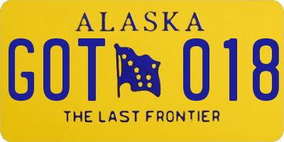 AK license plate GOT018