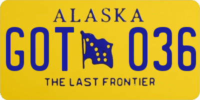AK license plate GOT036