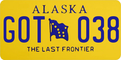 AK license plate GOT038