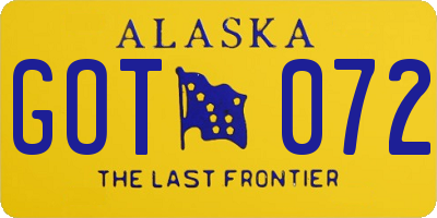 AK license plate GOT072