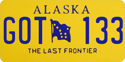 AK license plate GOT133