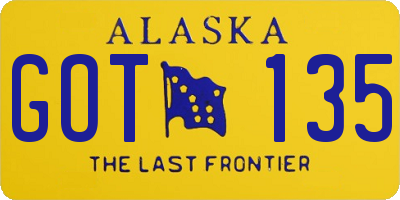 AK license plate GOT135