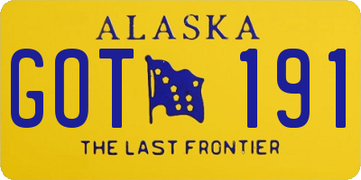 AK license plate GOT191