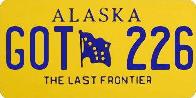 AK license plate GOT226
