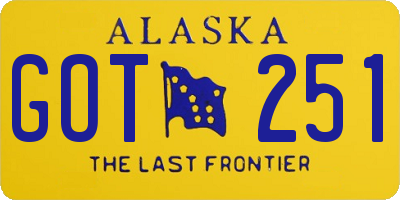 AK license plate GOT251