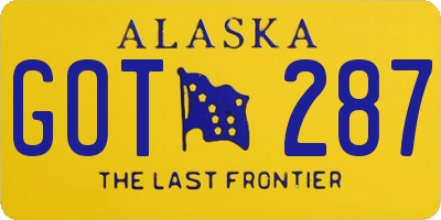 AK license plate GOT287